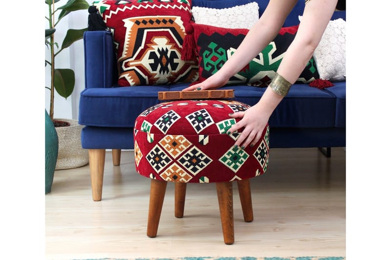 Tarrytown Sittpuff 46 cm - Röd/Grön - Möbler - Stolar & fåtöljer - Pall & puff - Sittpuff