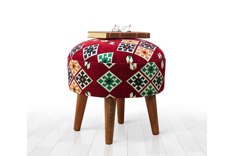 Tarrytown Sittpuff 46 cm - Röd/Grön - Möbler - Stolar & fåtöljer - Pall & puff - Sittpuff