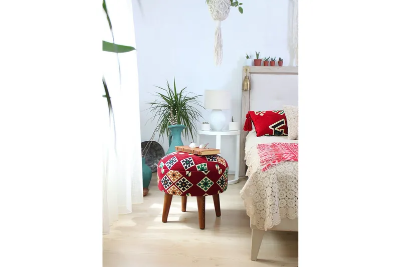 Tarrytown Sittpuff 46 cm - Röd/Grön - Möbler - Stolar & fåtöljer - Pall & puff - Sittpuff