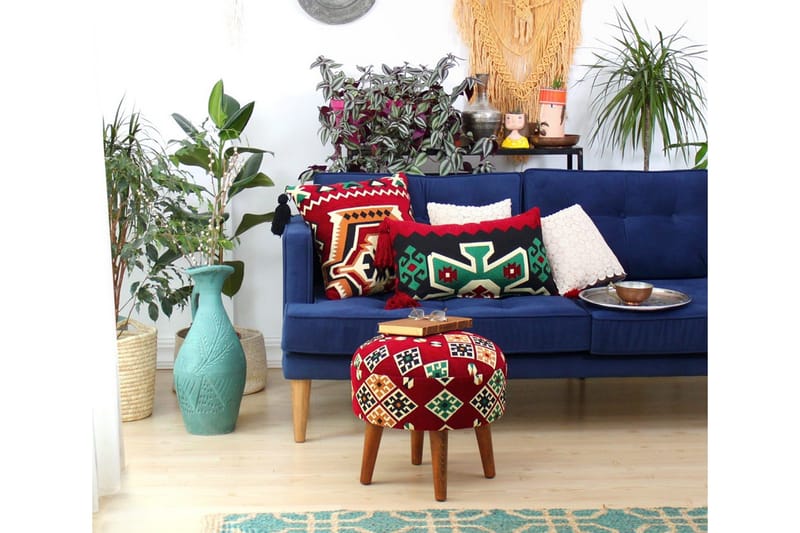 Tarrytown Sittpuff 46 cm - Röd/Grön - Möbler - Stolar & fåtöljer - Pall & puff - Sittpuff