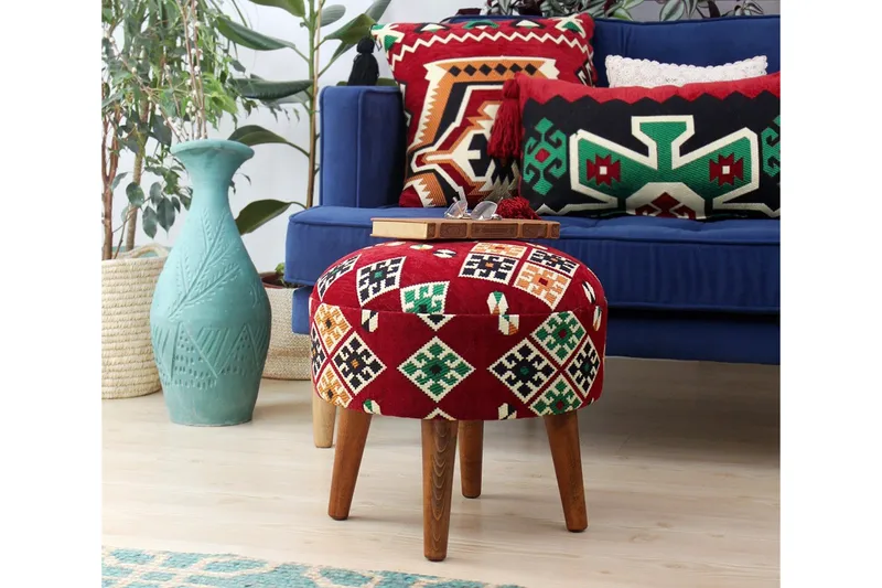 Tarrytown Sittpuff 46 cm - Röd/Grön - Möbler - Stolar & fåtöljer - Pall & puff - Sittpuff