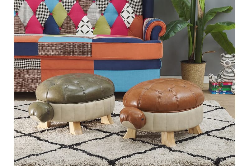 Tartaruga Sittpuff - Konstläder/Grön/Beige - Möbler - Stolar & fåtöljer - Pall & puff - Sittpuff
