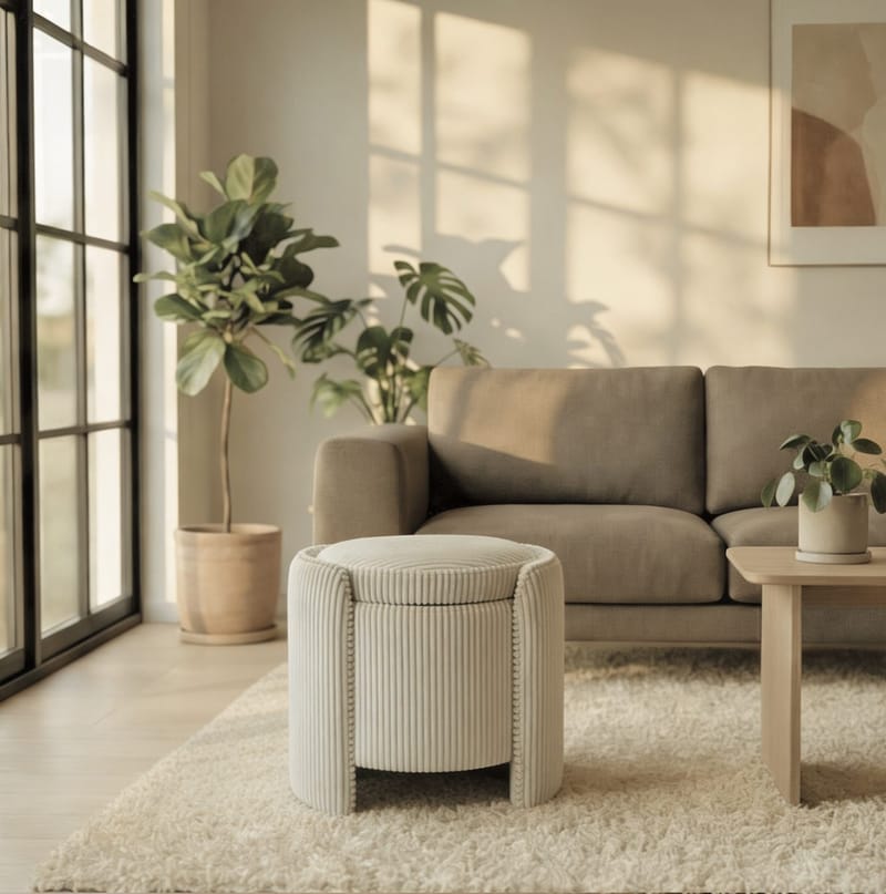 Valtor Puff 50x46x42 cm - Beige - Möbler - Stolar & fåtöljer - Pall & puff - Sittpuff - Sittpuff med förvaring
