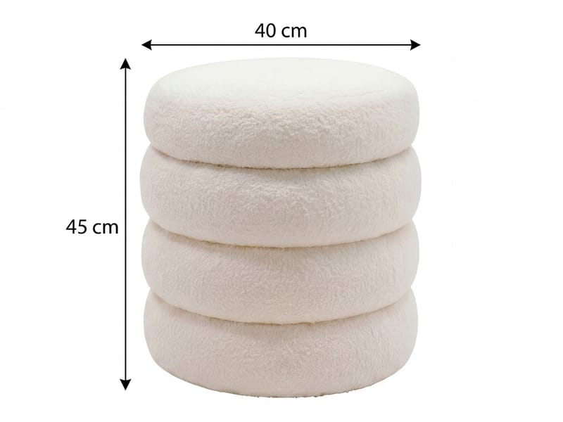 Velik Rund sittpuff med förvaring i teddytyg - ljus kräm - Möbler - Stolar & fåtöljer - Pall & puff - Sittpuff