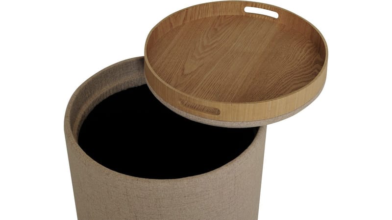 Velmira Puff 2 delar 39 cm Rund - Mörkbeige - Möbler - Stolar & fåtöljer - Pall & puff - Sittpuff - Sittpuff med förvaring