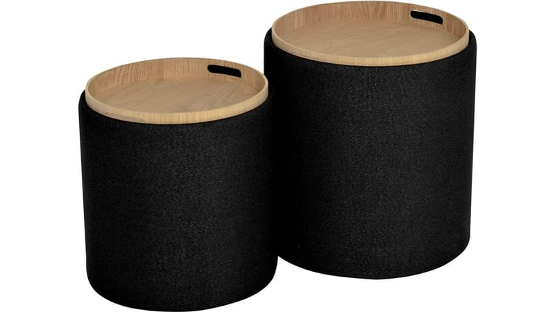 Velmira Puff 2 delar 39 cm Rund - Svart - Möbler - Stolar & fåtöljer - Pall & puff - Sittpuff - Sittpuff med förvaring