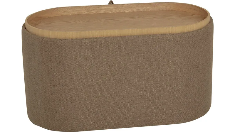 Velmira Puff 77 cm Oval - Mörkbeige - Möbler - Stolar & fåtöljer - Pall & puff - Sittpuff - Sittpuff med förvaring