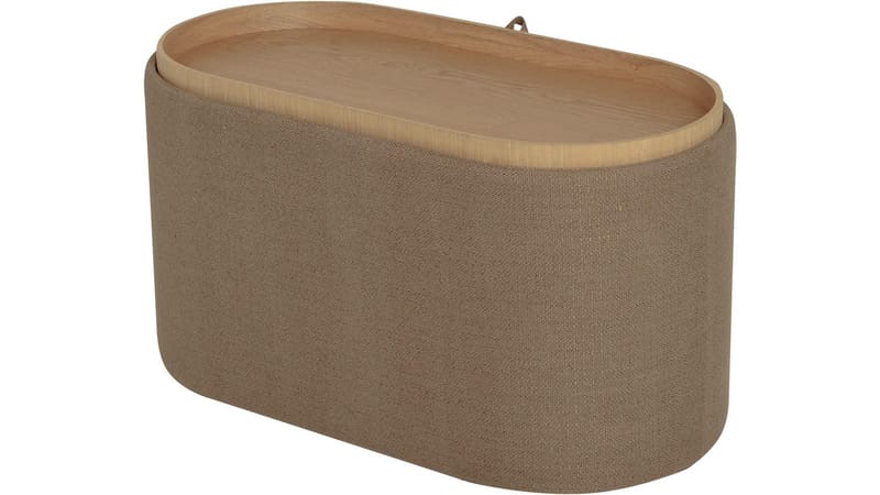 Velmira Puff 77 cm Oval - Mörkbeige - Möbler - Stolar & fåtöljer - Pall & puff - Sittpuff - Sittpuff med förvaring