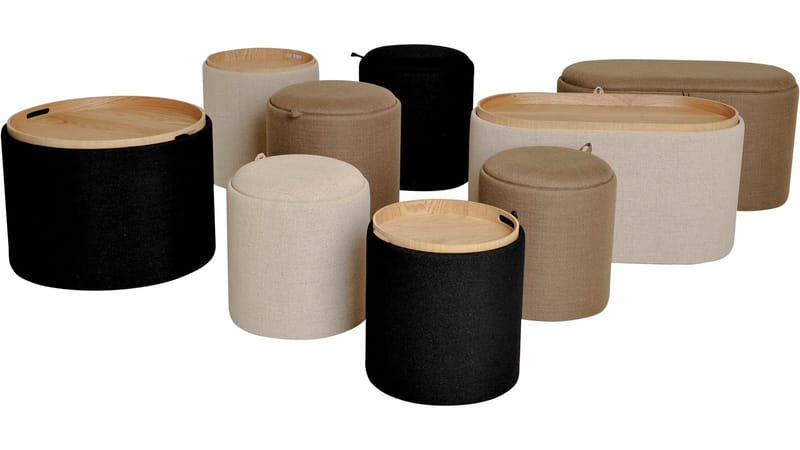 Velmira Puff 2 delar 39 cm Rund - Beige - Möbler - Stolar & fåtöljer - Pall & puff - Sittpuff - Sittpuff med förvaring