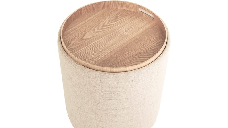 Velmira Puff 2 delar 39 cm Rund - Beige - Möbler - Stolar & fåtöljer - Pall & puff - Sittpuff - Sittpuff med förvaring