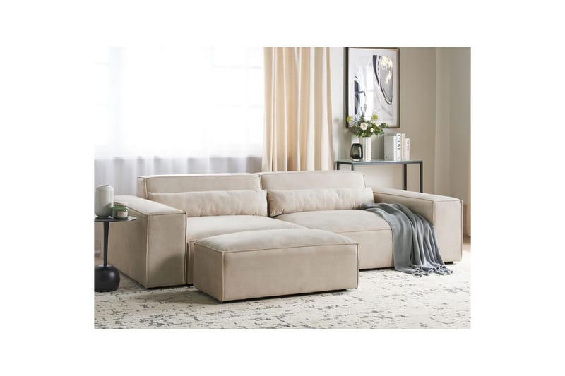 Soffa med fotpall Hellnar Beige - Beige - Möbler - Stolar & fåtöljer - Pall & puff - Fotpall