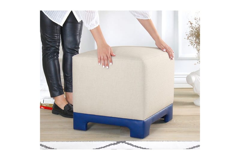 Sufian Sittpuff Utomhus 50 cm - Blå/Cremevit - Möbler - Stolar & fåtöljer - Pall & puff - Sittpuff