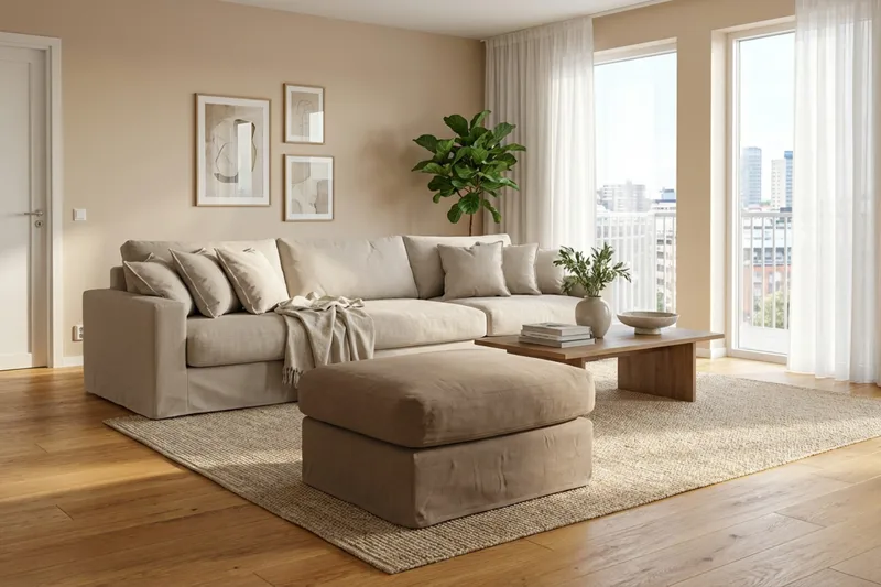 Valencia Fotpall med avtagbar och tvättbar klädsel - Ljusbrun - Möbler - Stolar & fåtöljer - Pall & puff - Fotpall