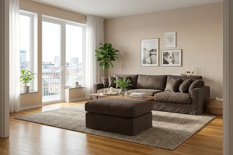 Valencia Fotpall med avtagbar och tvättbar klädsel - Mörkbrun - Möbler - Stolar & fåtöljer - Pall & puff - Fotpall