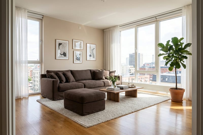 Valencia Fotpall med avtagbar och tvättbar klädsel - Mörkbrun - Möbler - Stolar & fåtöljer - Pall & puff - Fotpall