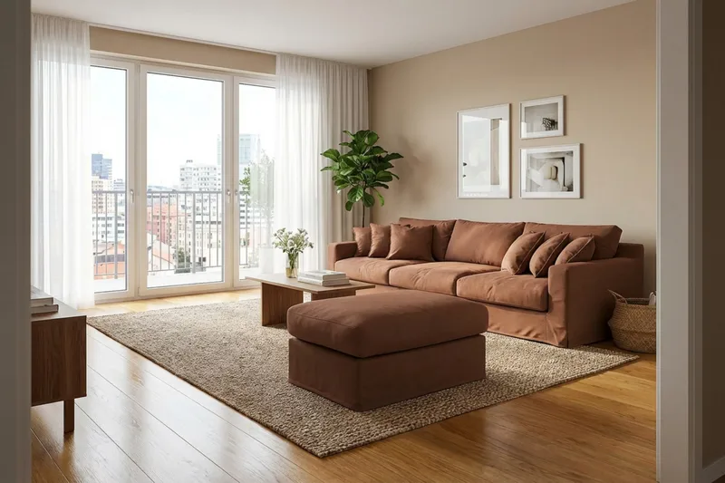 Valencia Fotpall med avtagbar och tvättbar klädsel - Rostbrun - Möbler - Stolar & fåtöljer - Pall & puff - Fotpall