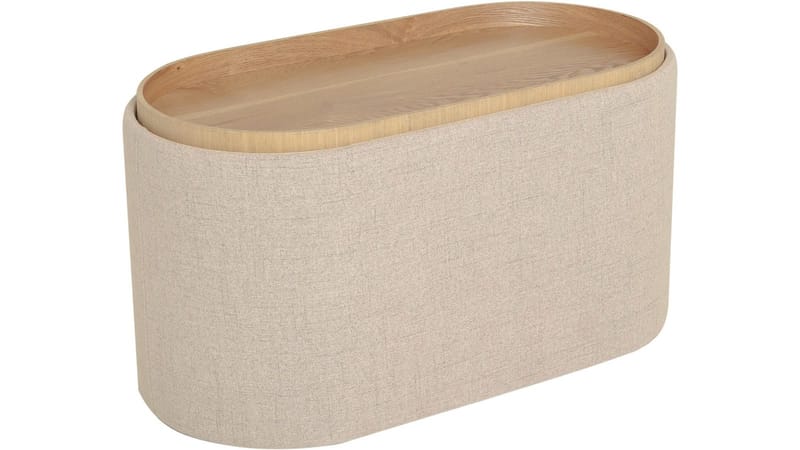 Velmira Puff 77 cm Oval - Beige - Möbler - Stolar & fåtöljer - Pall & puff - Sittpuff - Sittpuff med förvaring