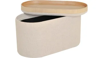 Velmira Puff 77 cm Oval - Beige - Möbler - Stolar & fåtöljer - Pall & puff - Sittpuff - Sittpuff med förvaring