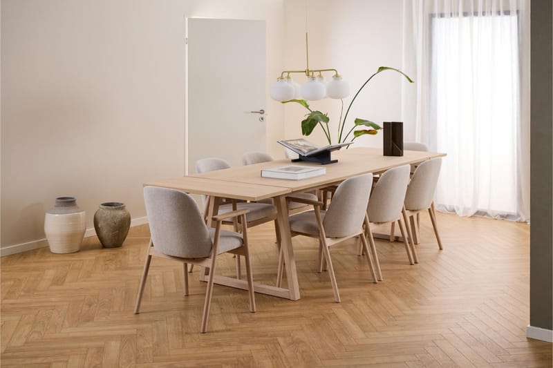 Reciclar Matstol i Bouclé med armstöd i ek trä - Beige - Möbler - Stolar & fåtöljer - Matstol & köksstol