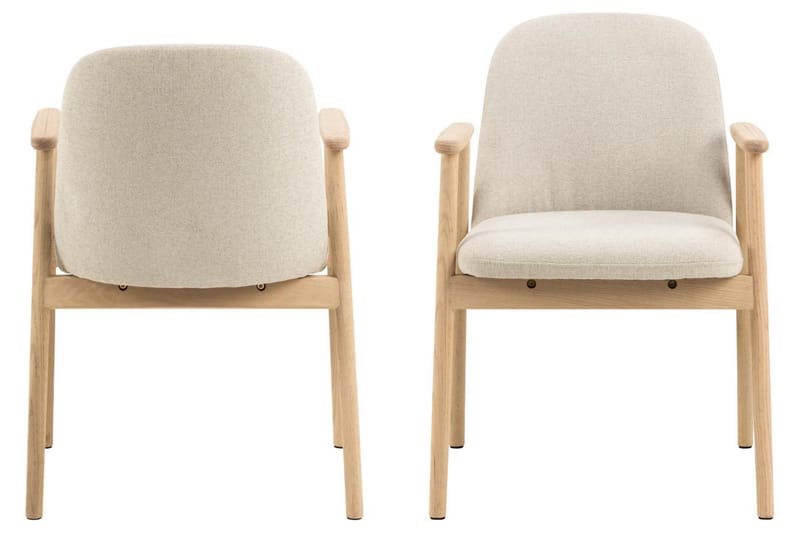 Reciclar Matstol i Bouclé med armstöd i ek trä - Beige - Möbler - Stolar & fåtöljer - Matstol & köksstol