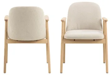 Reciclar Matstol i Bouclé med armstöd i ek trä - Beige - Möbler - Stolar & fåtöljer - Matstol & köksstol