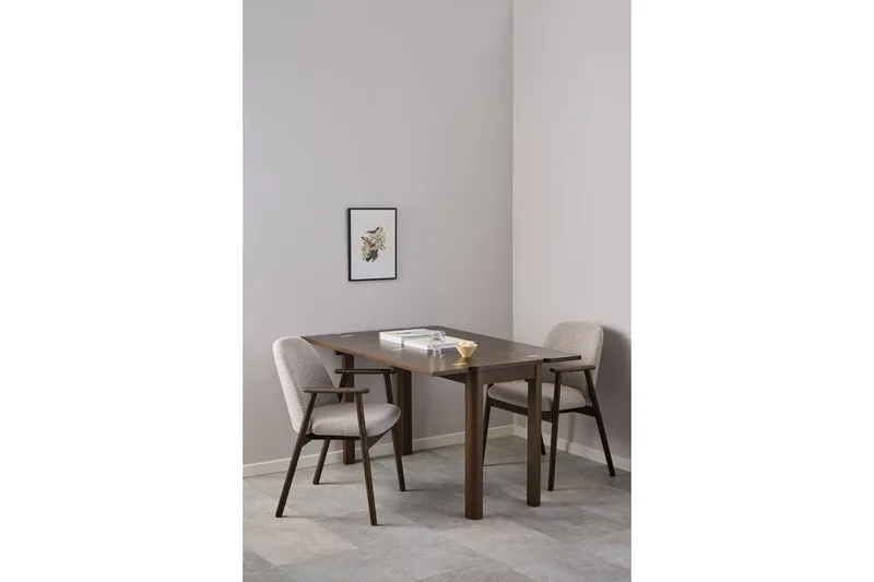 Reciclar Matstol i Bouclé med armstöd i ek trä - Mörkbrun/Greige - Möbler - Stolar & fåtöljer - Matstol & köksstol