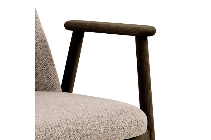 Reciclar Matstol i Bouclé med armstöd i ek trä - Mörkbrun/Greige - Möbler - Stolar & fåtöljer - Matstol & köksstol