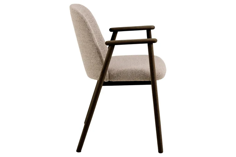 Reciclar Matstol i Bouclé med armstöd i ek trä - Mörkbrun/Greige - Möbler - Stolar & fåtöljer - Matstol & köksstol