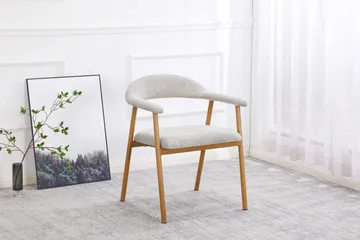 Ronja Matstol i metall med tygsits - Beige/Ek - Möbler - Stolar & fåtöljer - Matstol & köksstol