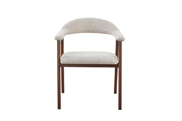 Ronja Matstol i metall med tygsits - Beige/Valnöt - Möbler - Stolar & fåtöljer - Matstol & köksstol