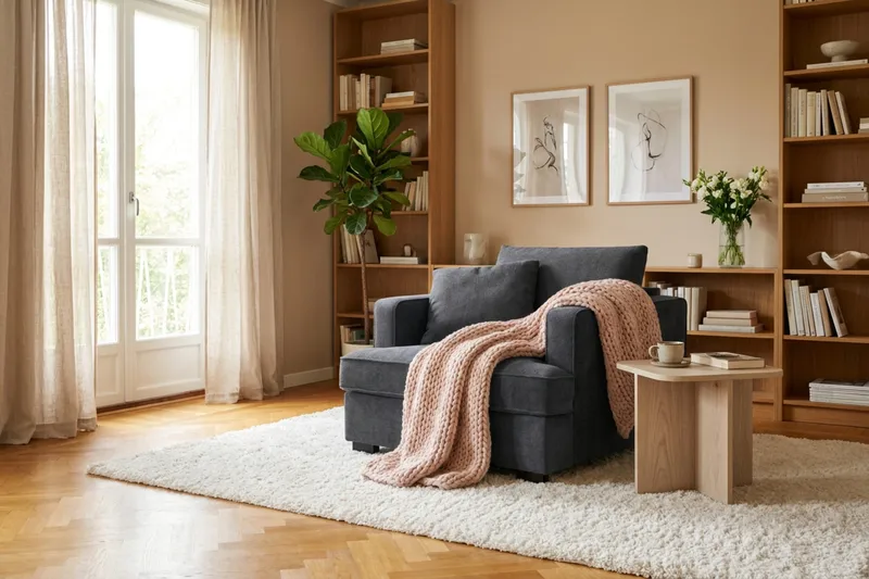 Rossita Extra Djup Fåtölj - Trenza 01, Svart Chenille - Möbler - Stolar & fåtöljer - Fåtölj