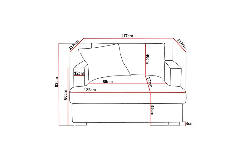 Rossita lyx Extra djup Fåtölj - Grå Chenille - Möbler - Stolar & fåtöljer - Fåtölj