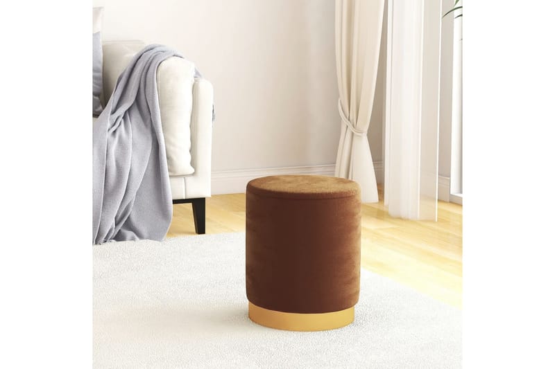Rund förvaringspall brun sammet - Brun - Möbler - Stolar & fåtöljer - Pall & puff