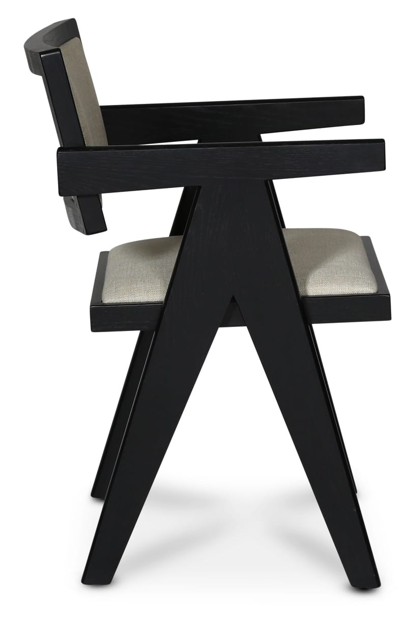 Sara karmstol i svartbetsad ek och linneklädsel - grått linnetyg - Möbler - Stolar & fåtöljer - Matstol & köksstol