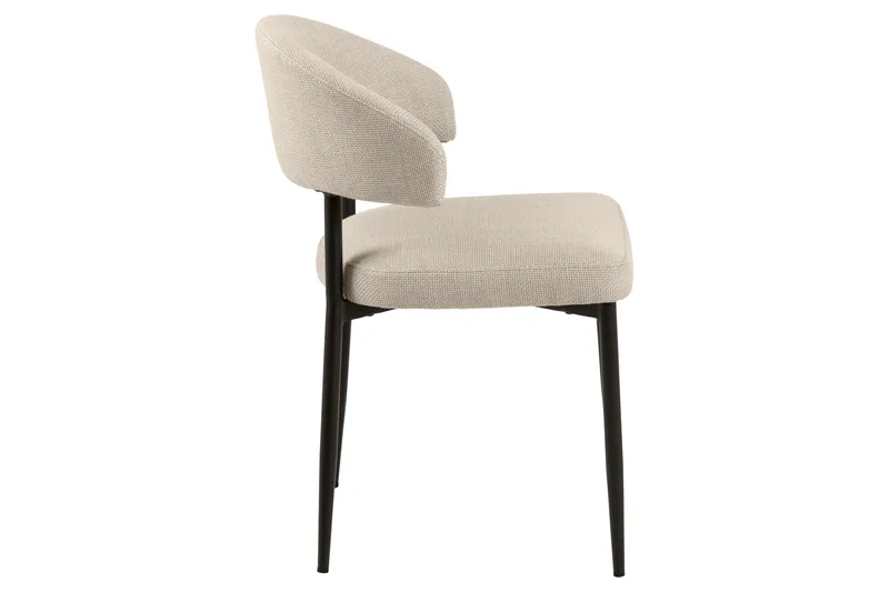 Sawako Matstol & Köksstol i Tyg med Svarta Metallben - Beige - Möbler - Stolar & fåtöljer - Matstol & köksstol