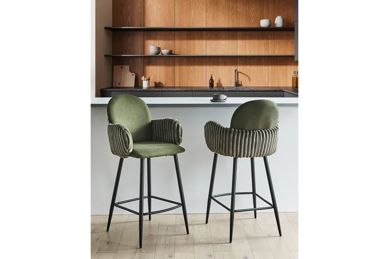 Set med 2 barstolar Amity - Grön, Svart - Möbler - Stolar & fåtöljer - Barstol & barpall
