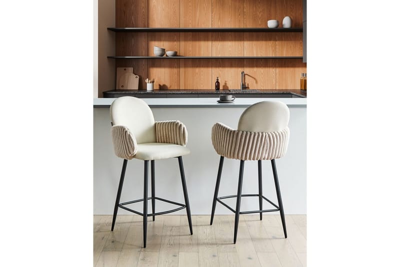 Set med 2 barstolar Amity - Ljusbeige, svart - Möbler - Stolar & fåtöljer - Barstol & barpall