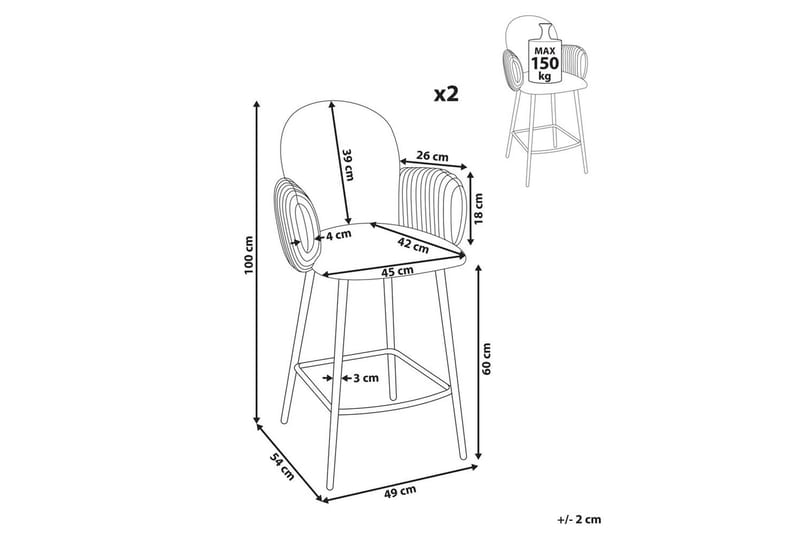 Set med 2 barstolar Amity - Taupe, svart, brun - Möbler - Stolar & fåtöljer - Barstol & barpall