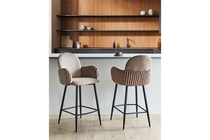 Set med 2 barstolar Amity - Taupe, svart, brun - Möbler - Stolar & fåtöljer - Barstol & barpall