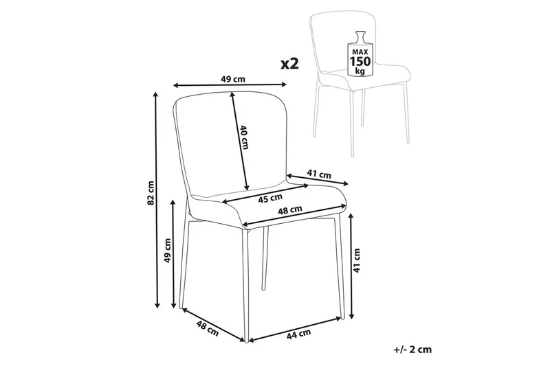 Set med 2 matstolar Ada - Beige, grå, svart - Möbler - Stolar & fåtöljer - Matstol & köksstol