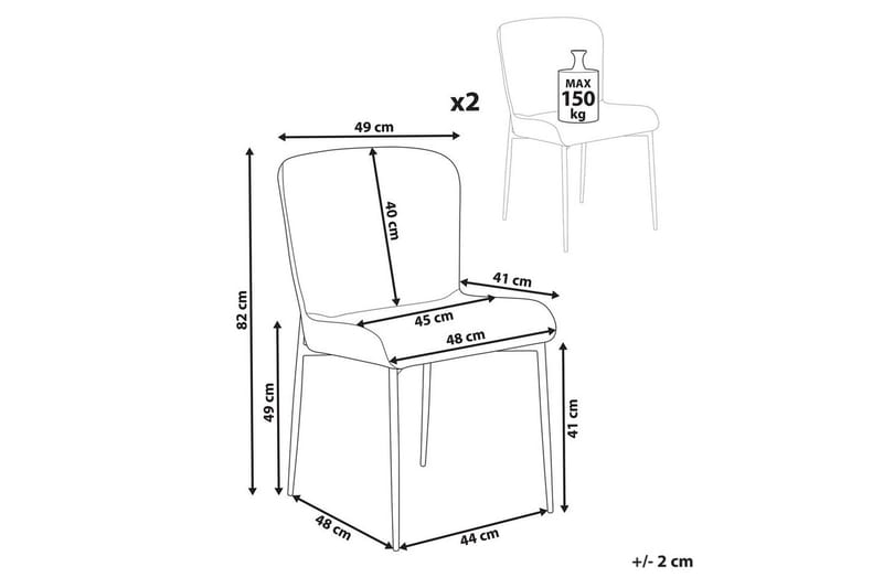 Set med 2 matstolar Ada - Vit, Svart - Möbler - Stolar & fåtöljer - Matstol & köksstol