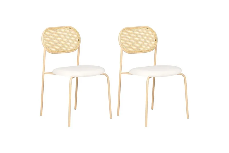 Set med 2 matstolar Adaver, Ljus trä, beige