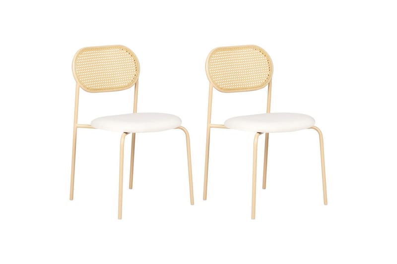 Set med 2 matstolar Adaver, Ljus trä, beige
