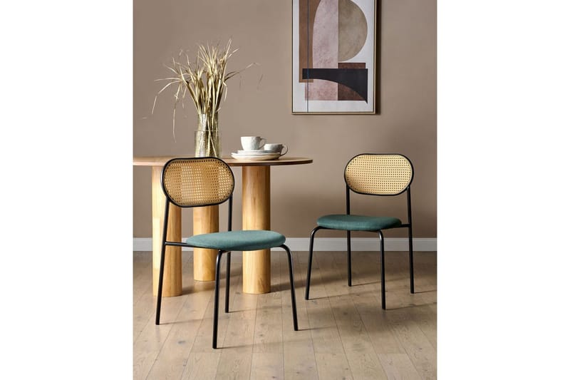 Set med 2 matstolar Adaver - Svart, ljust trä, grönt - Möbler - Stolar & fåtöljer - Matstol & köksstol