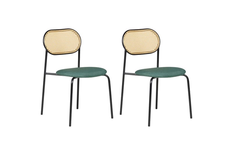 Set med 2 matstolar Adaver - Svart, ljust trä, grönt - Möbler - Stolar & fåtöljer - Matstol & köksstol