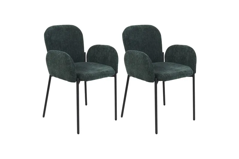 Set med 2 matstolar Albee - Grön, Svart - Möbler - Stolar & fåtöljer - Matstol & köksstol