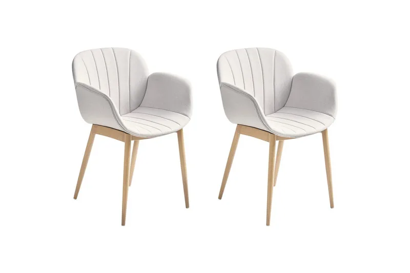 Set med 2 matstolar Alice, Grå, ljust trä