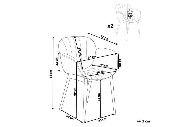 Set med 2 matstolar Alice - Grå, ljust trä - Möbler - Stolar & fåtöljer - Matstol & köksstol