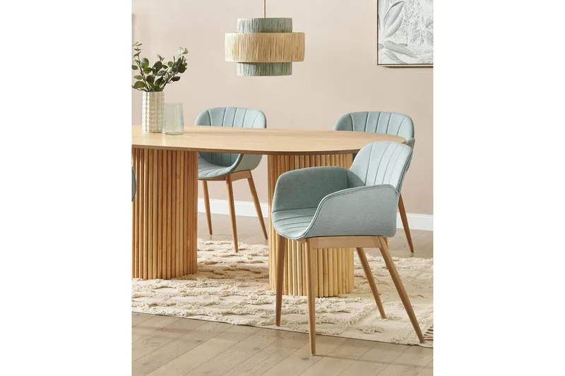 Set med 2 matstolar Alice - Grönt, ljust trä - Möbler - Stolar & fåtöljer - Matstol & köksstol