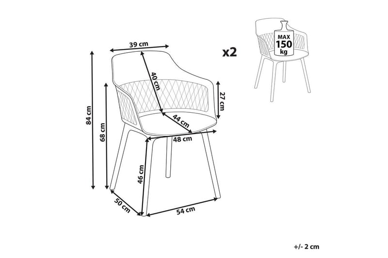 Set med 2 matstolar Almira - Grå - Möbler - Stolar & fåtöljer - Matstol & köksstol